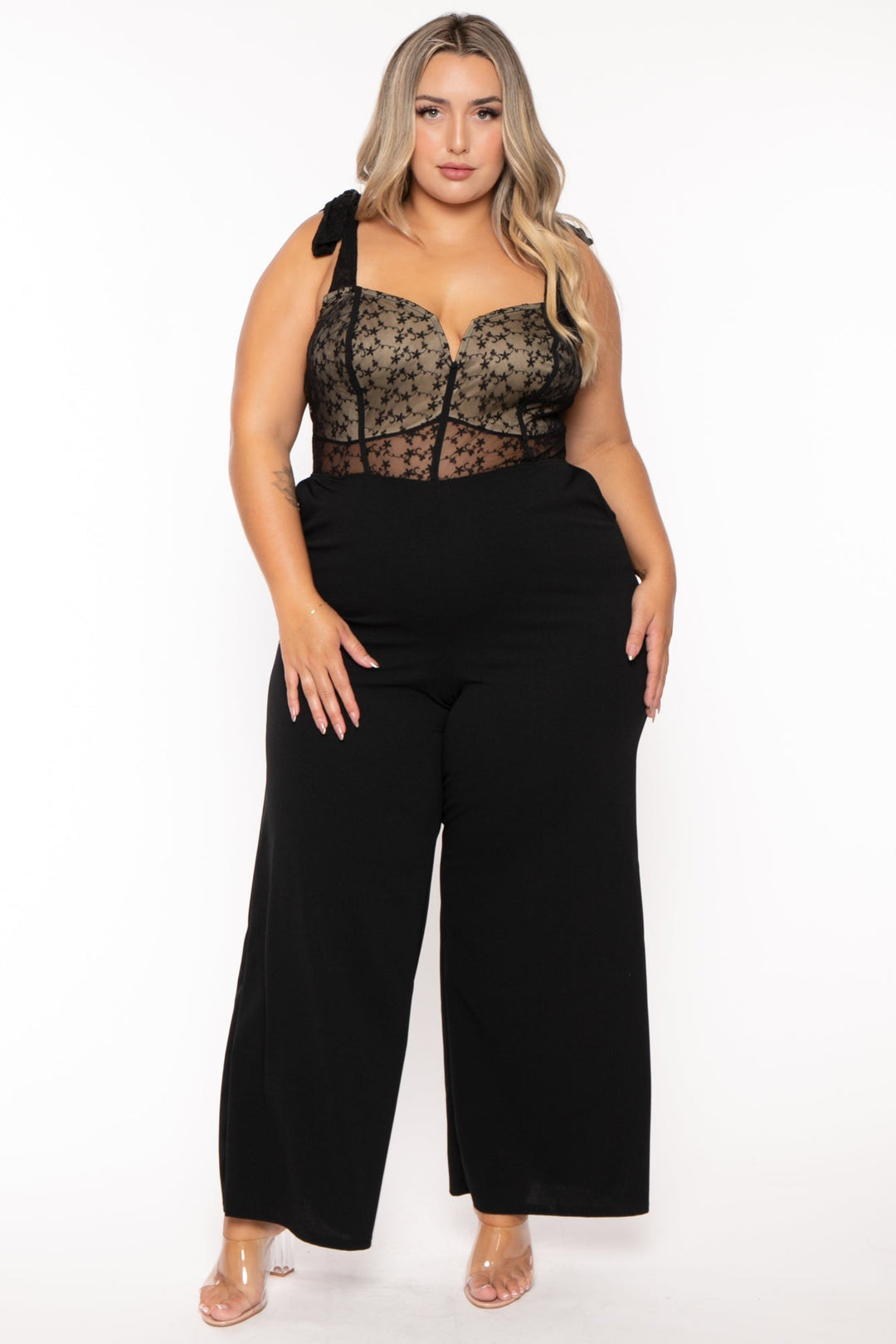 Plus Size Bodysuit with button crotch in Black – Esme and Elodie