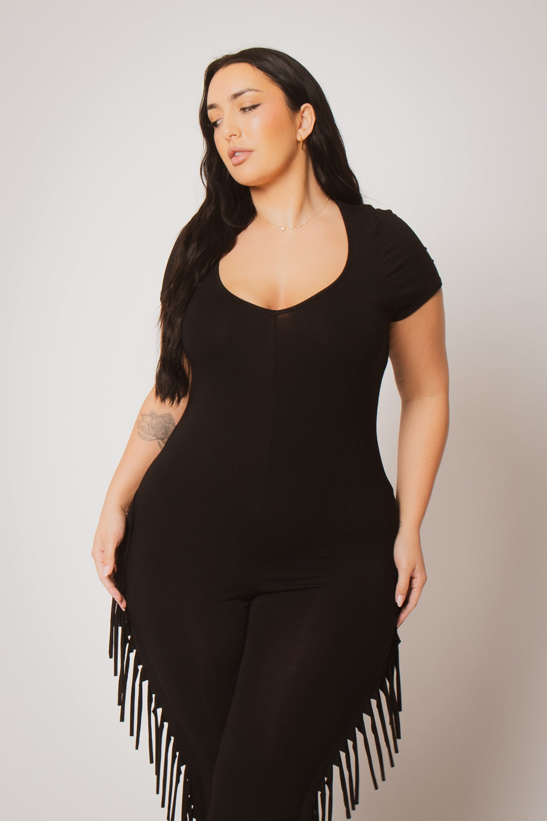 Curvy Sense Inc. Jumpsuits and Rompers Plus Size Fringe Fever Acid Wash Jumpsuit - Black