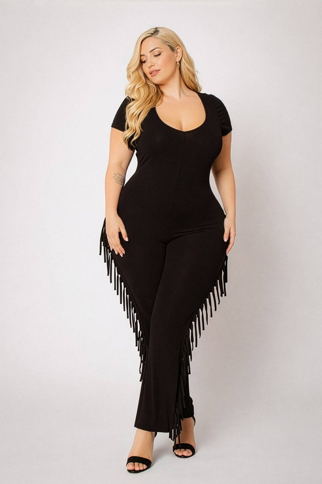 Curvy Sense Inc. Jumpsuits and Rompers Plus Size Fringe Fever Jumpsuit - Black
