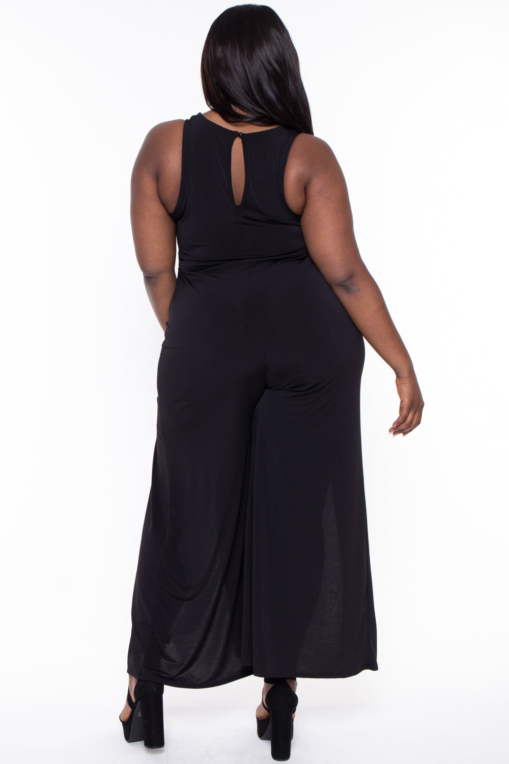 Curvy Sense Jumpsuits and Rompers Plus Size Giada M-Slit Jumpsuit- Black
