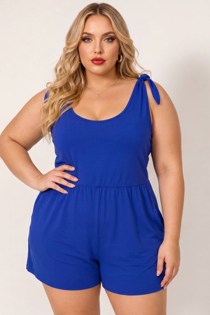 CULTURE CODE Jumpsuits and Rompers Plus Size Harlow Tie Romper - Blue