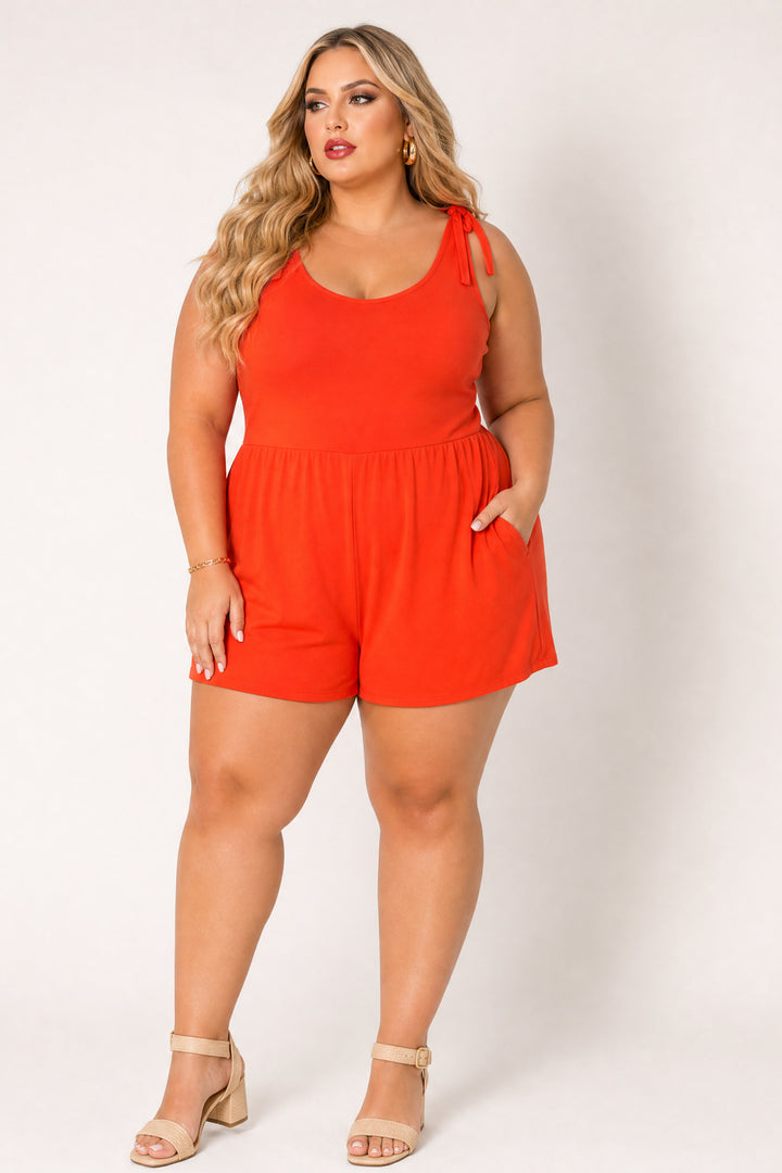 CULTURE CODE Jumpsuits and Rompers Plus Size Harlow Tie Romper - Orange