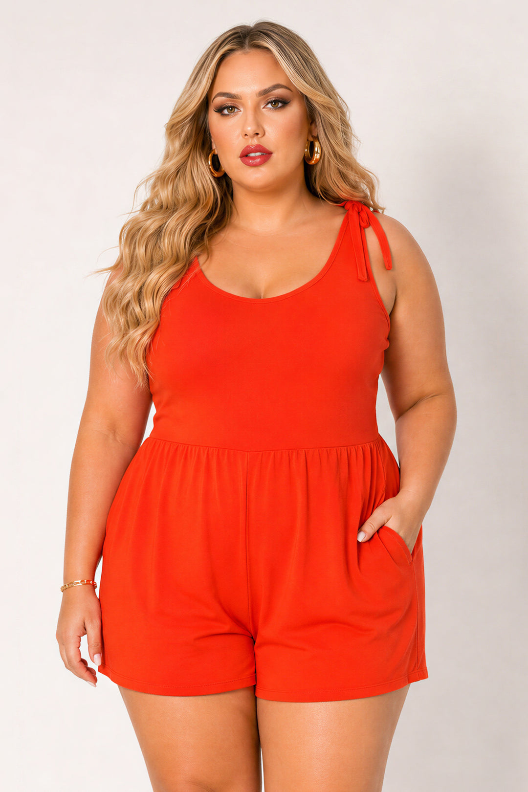 CULTURE CODE Jumpsuits and Rompers Plus Size Harlow Tie Romper - Orange