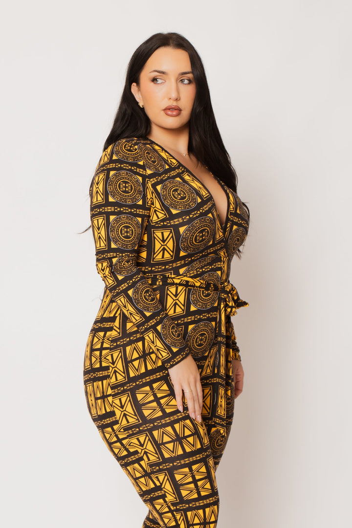 H & H FASHION Jumpsuits and Rompers Plus Size Imani  Bold Motion Jumpsuit- Gold