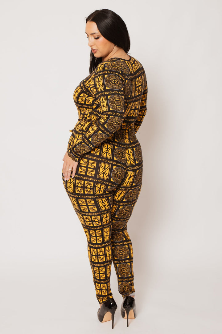 H & H FASHION Jumpsuits and Rompers Plus Size Imani  Bold Motion Jumpsuit- Gold