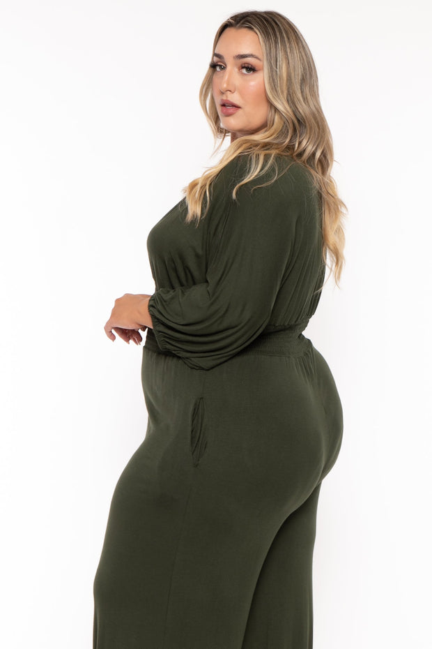 CULTURE CODE Jumpsuits and Rompers Plus Size Ingrid Smocked Jumpsuit - Hunter Green
