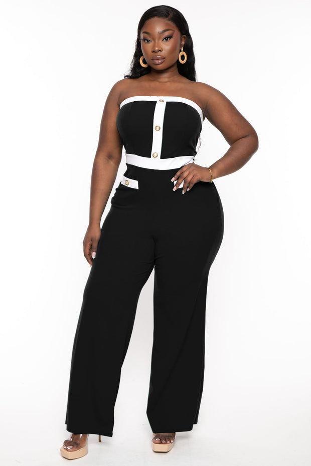 Curvy Sense Jumpsuits and Rompers 1X / Black Plus Size Jolie Strapless  Jumpsuit- Black