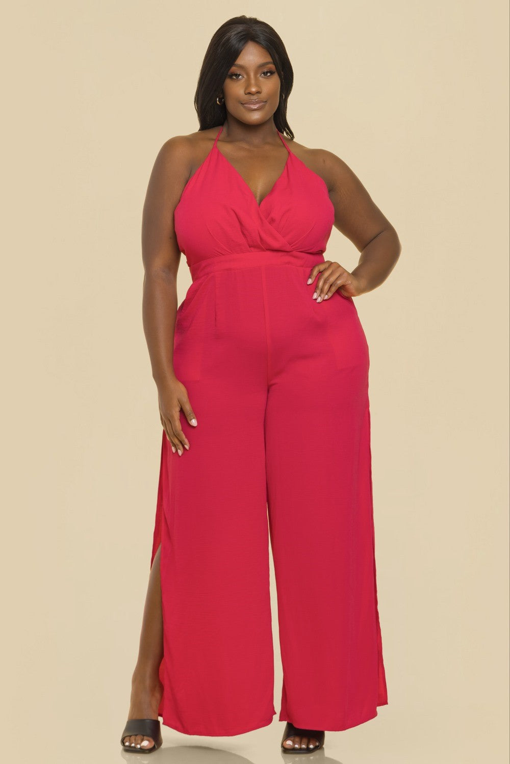 The Sang Company Jumpsuits and Rompers 1X / Fuchsia Plus Size Kariah surplus wide leg jumpsuit -Fuchsia