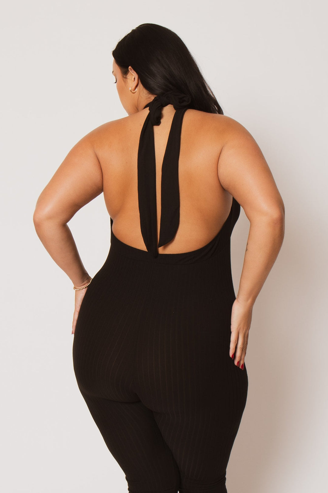Capella Jumpsuits and Rompers Plus Size Kiana Rib  Jumpsuit - Black