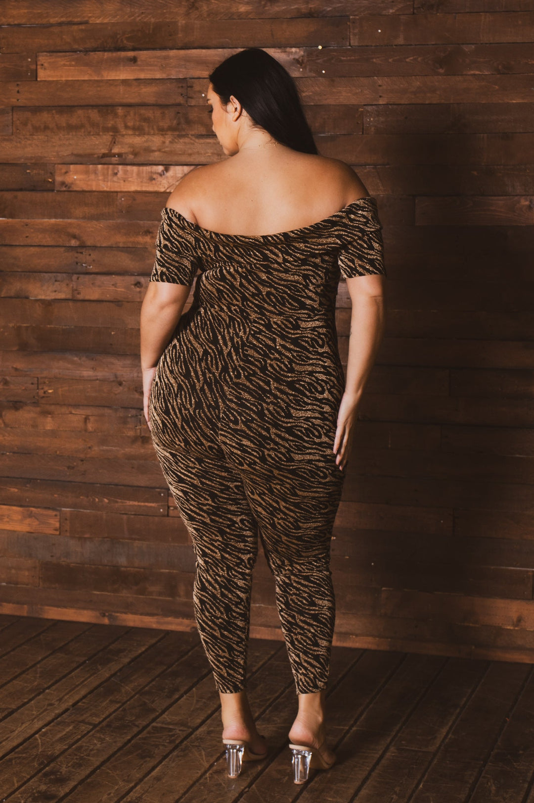 Curvy Sense Inc. Jumpsuits and Rompers Plus Size Layla Metallic Jumpsuit- Gold