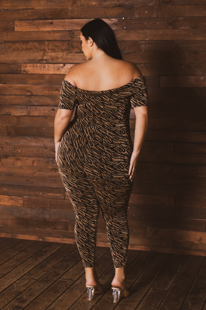 Curvy Sense Inc. Jumpsuits and Rompers Plus Size Layla Metallic Jumpsuit- Gold