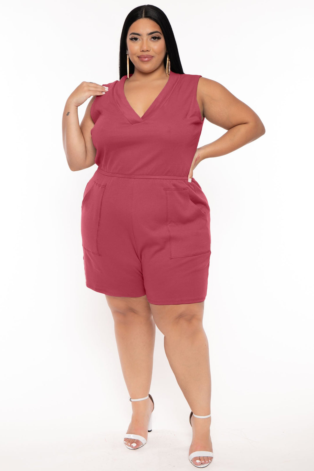 Zenana Jumpsuits and Rompers Plus Size Lennie Basic  Romper-Rose