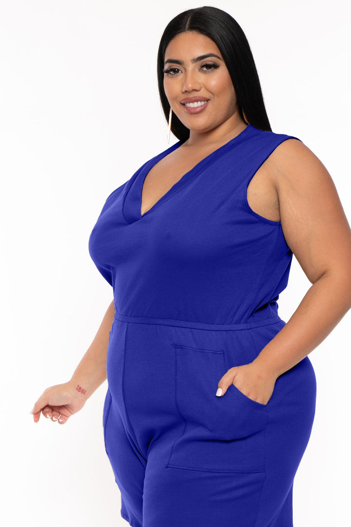 Zenana Jumpsuits and Rompers Plus Size Lennie Basic  Romper- Royal