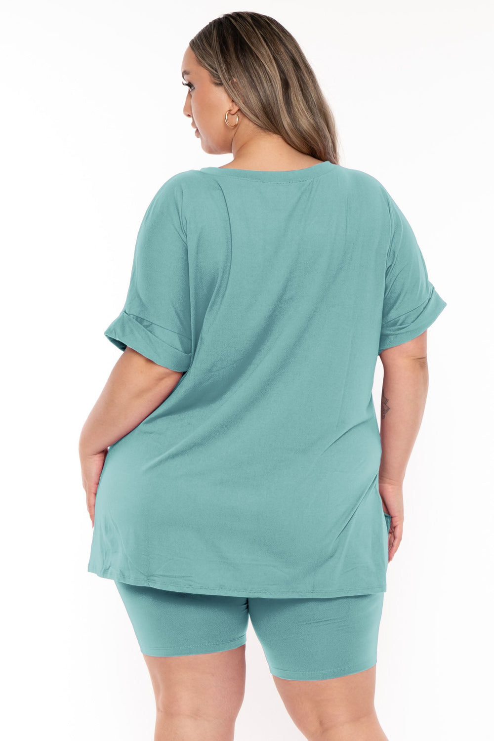 Zenana Jumpsuits and Rompers Plus Size Lexia top and Short Set- Teal