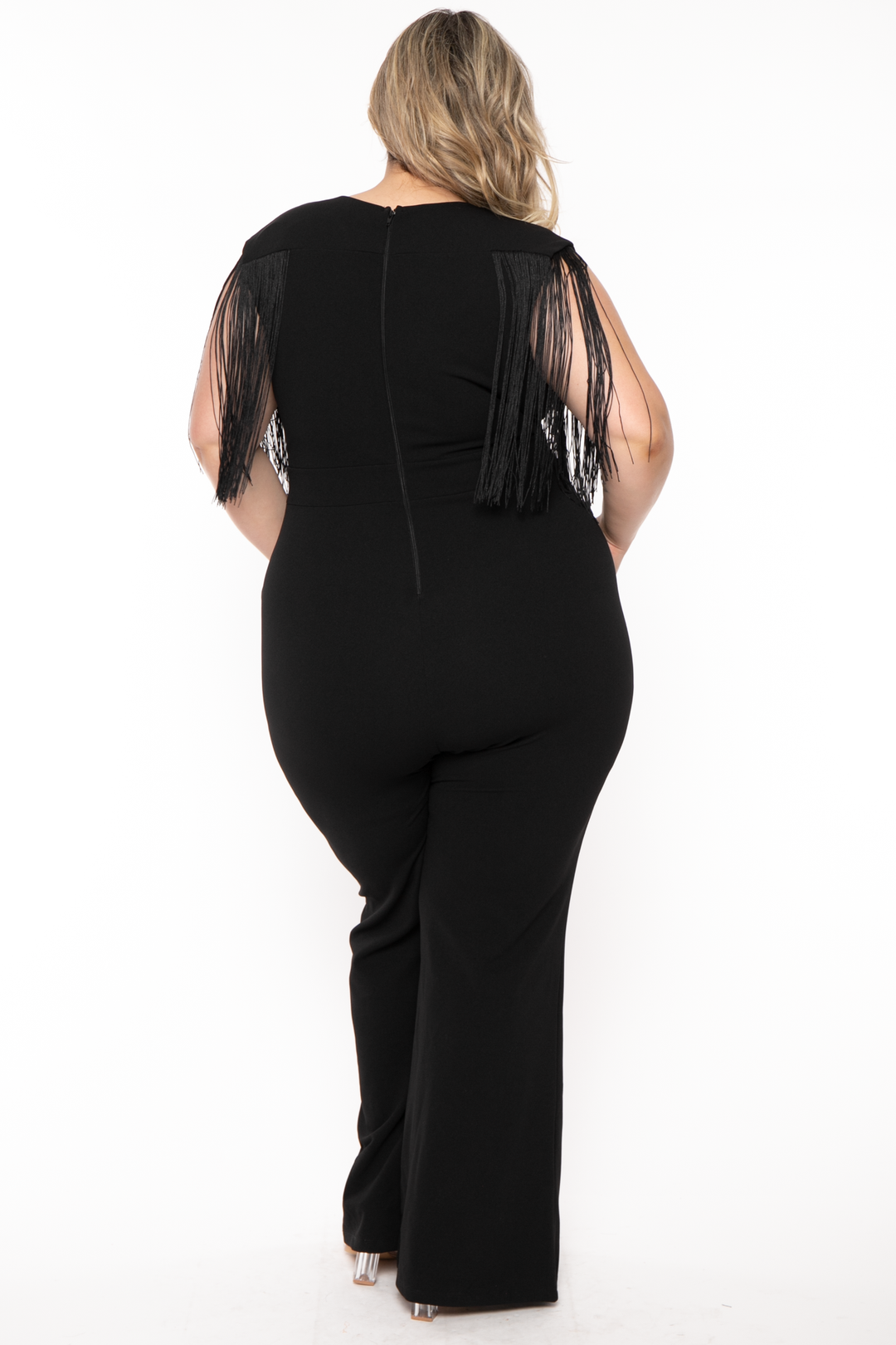 Plus Size Lilybeth Fringe Jumpsuit - Black – Curvy Sense