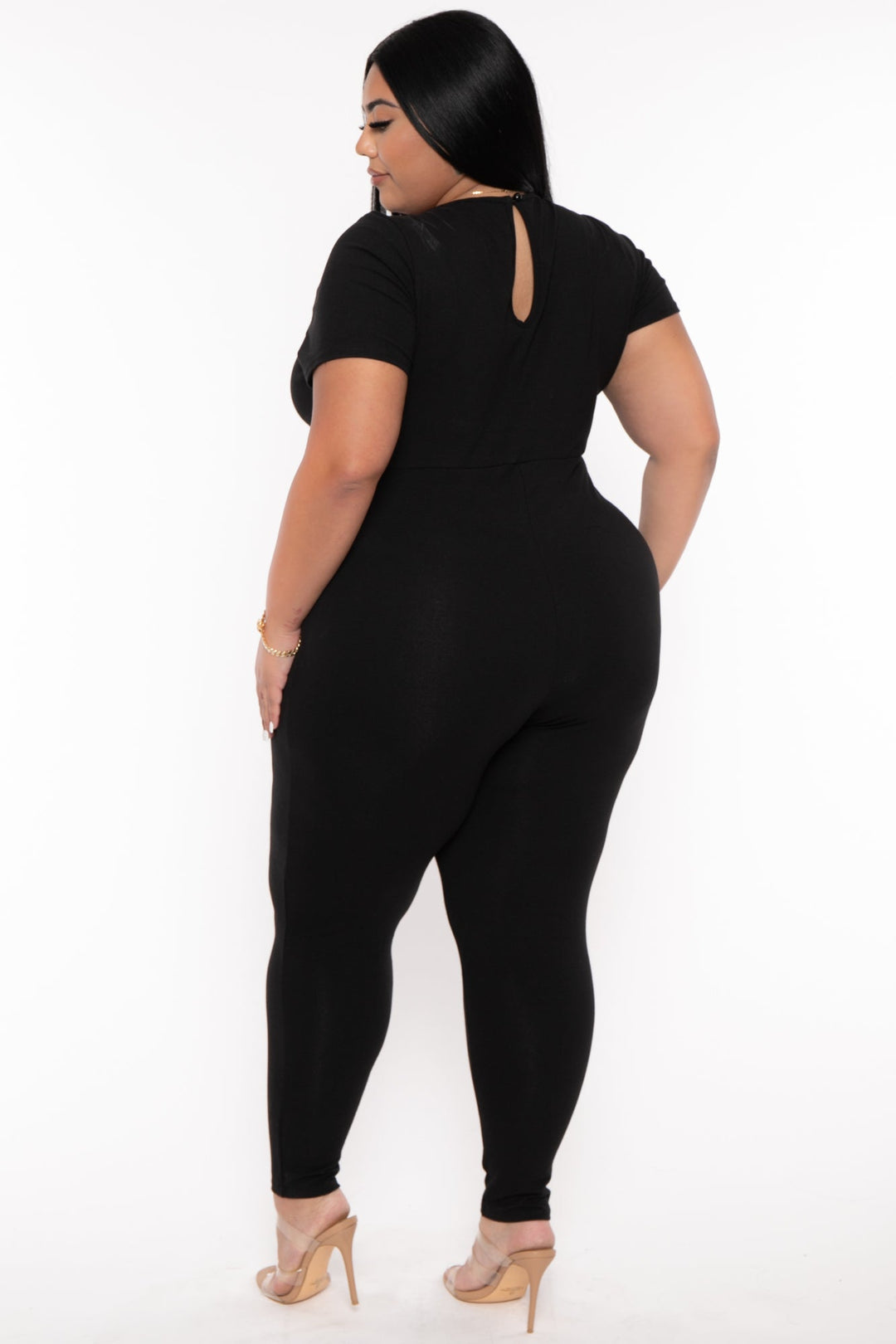 Women's Plus Size Lola Distress Jumpsuit - Black - Curvy Sense