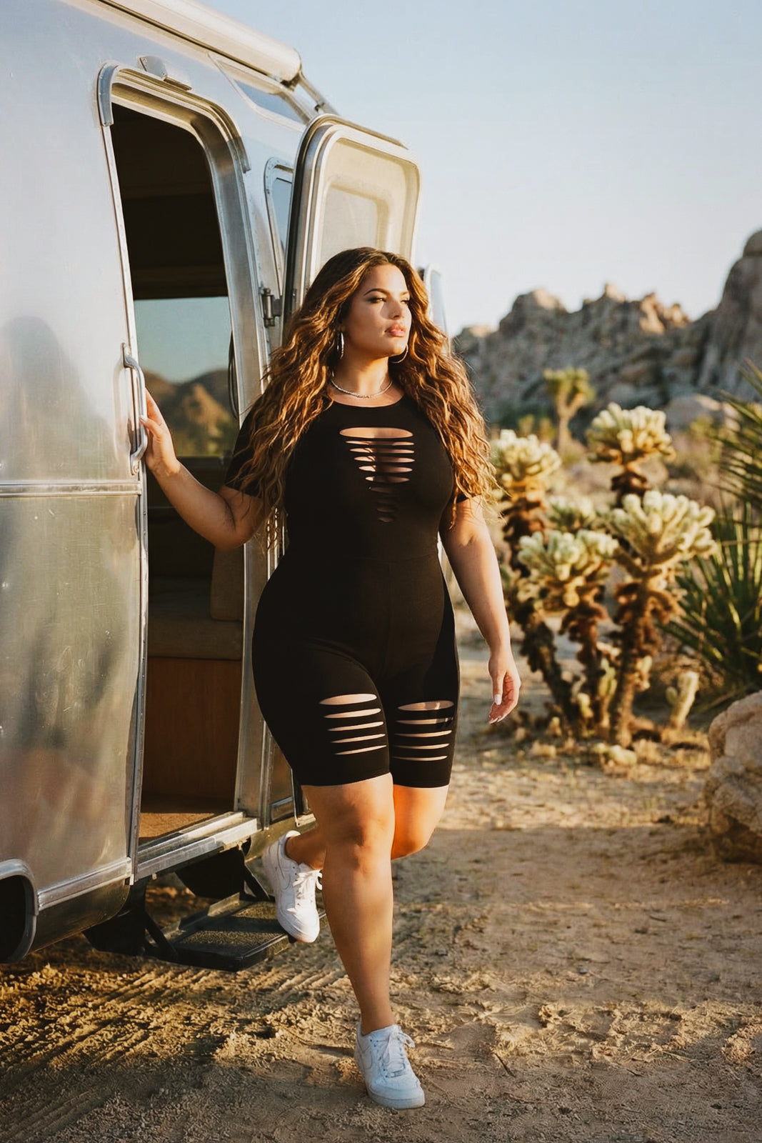 Curvy Sense Inc. Jumpsuits and Rompers Plus Size Lolita  Distress Romper -Black