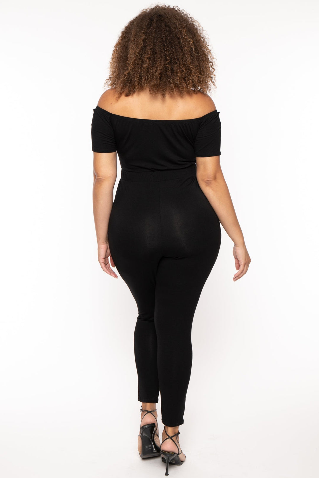 Curvy Sense Jumpsuits and Rompers Plus Size Luisa Off The Shoulder Jumpsuit - Black