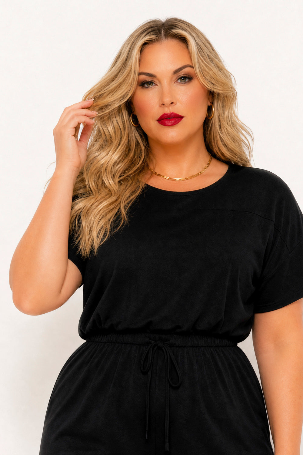Curvy Sense Inc. Jumpsuits and Rompers Plus Size Marielle Lounge Romper - Black