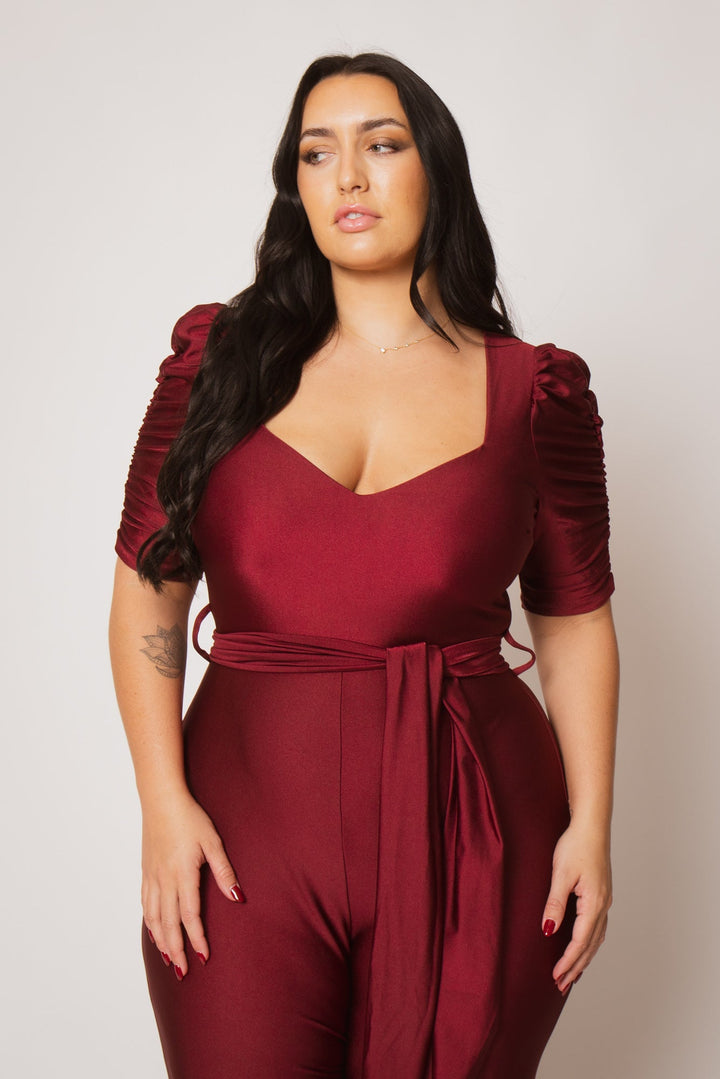 Gibiu Jumpsuits and Rompers Plus Size Marissa Jumpsuit - Burgundy