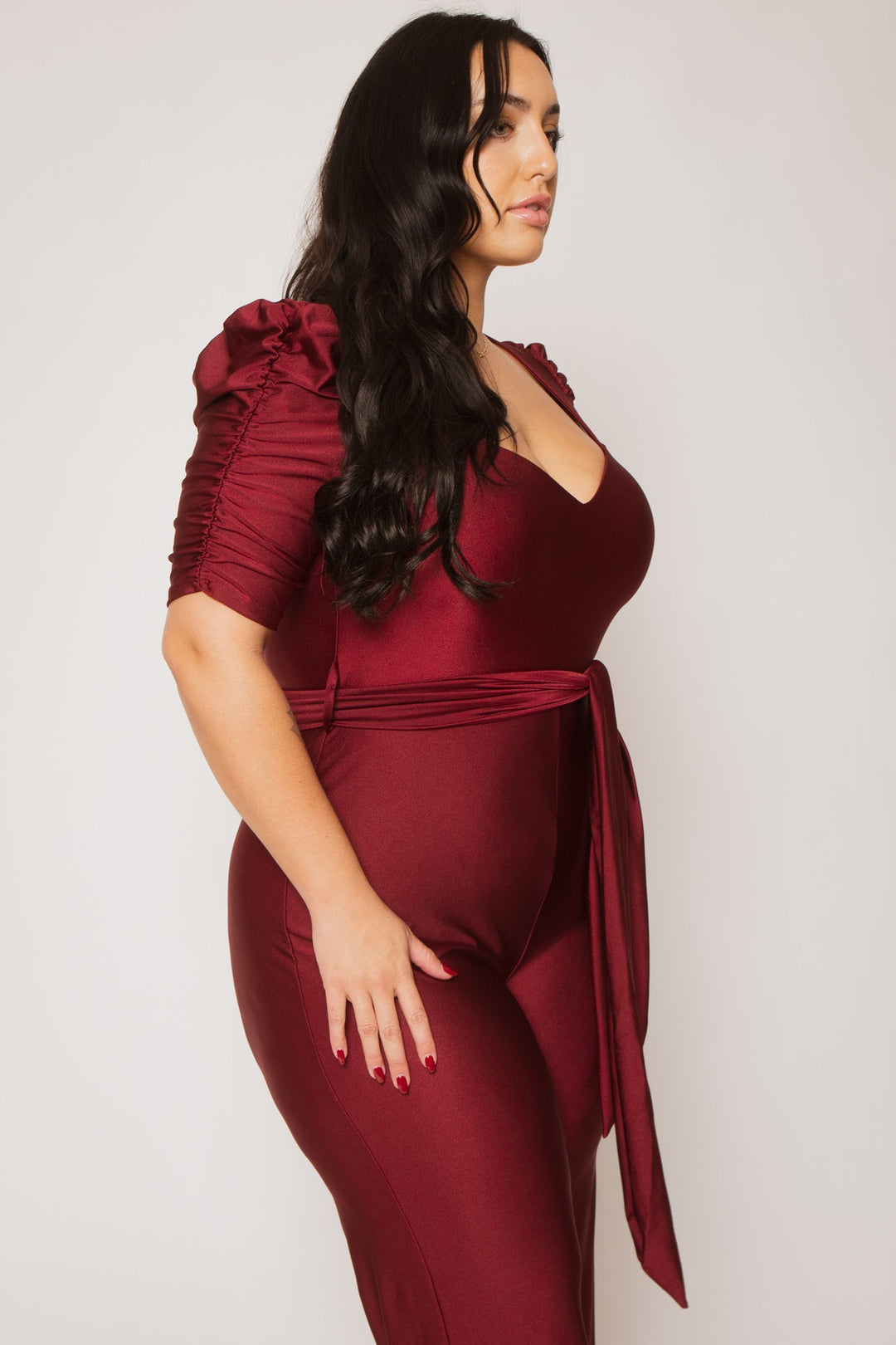 Gibiu Jumpsuits and Rompers Plus Size Marissa Jumpsuit - Burgundy
