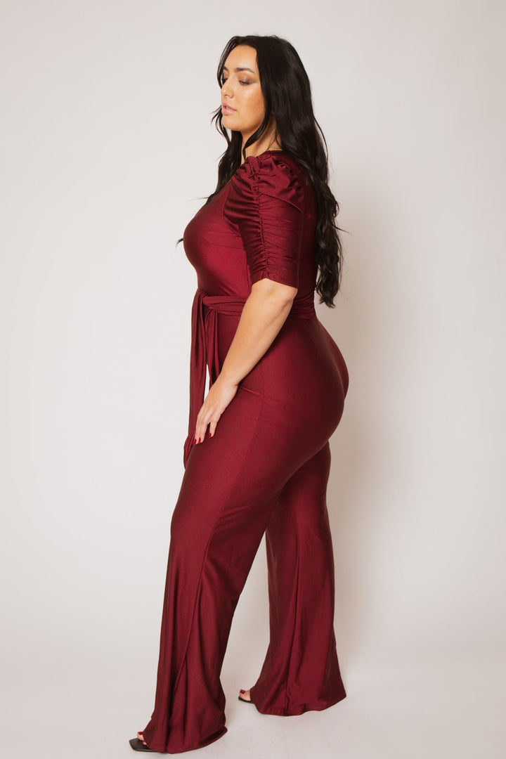 Gibiu Jumpsuits and Rompers Plus Size Marissa Jumpsuit - Burgundy