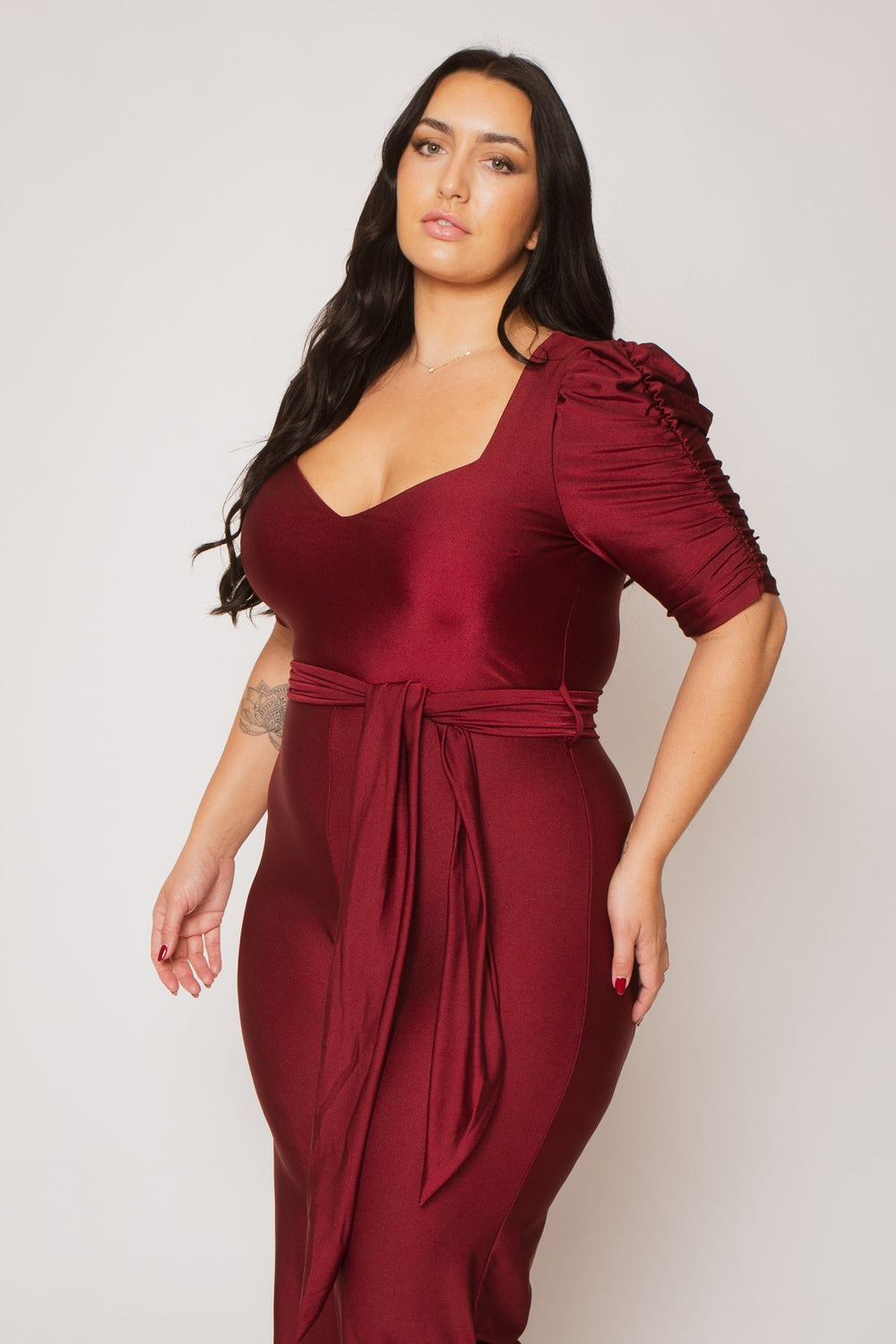 Gibiu Jumpsuits and Rompers Plus Size Marissa Jumpsuit - Burgundy