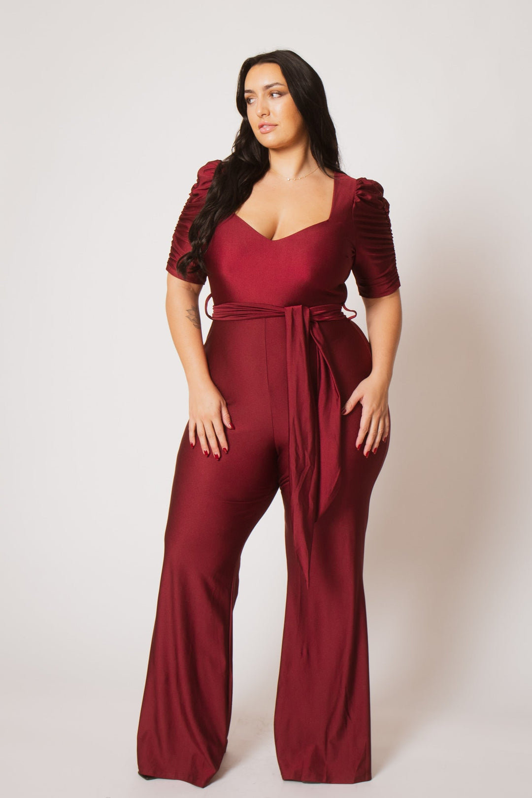 Gibiu Jumpsuits and Rompers Plus Size Marissa Jumpsuit - Burgundy