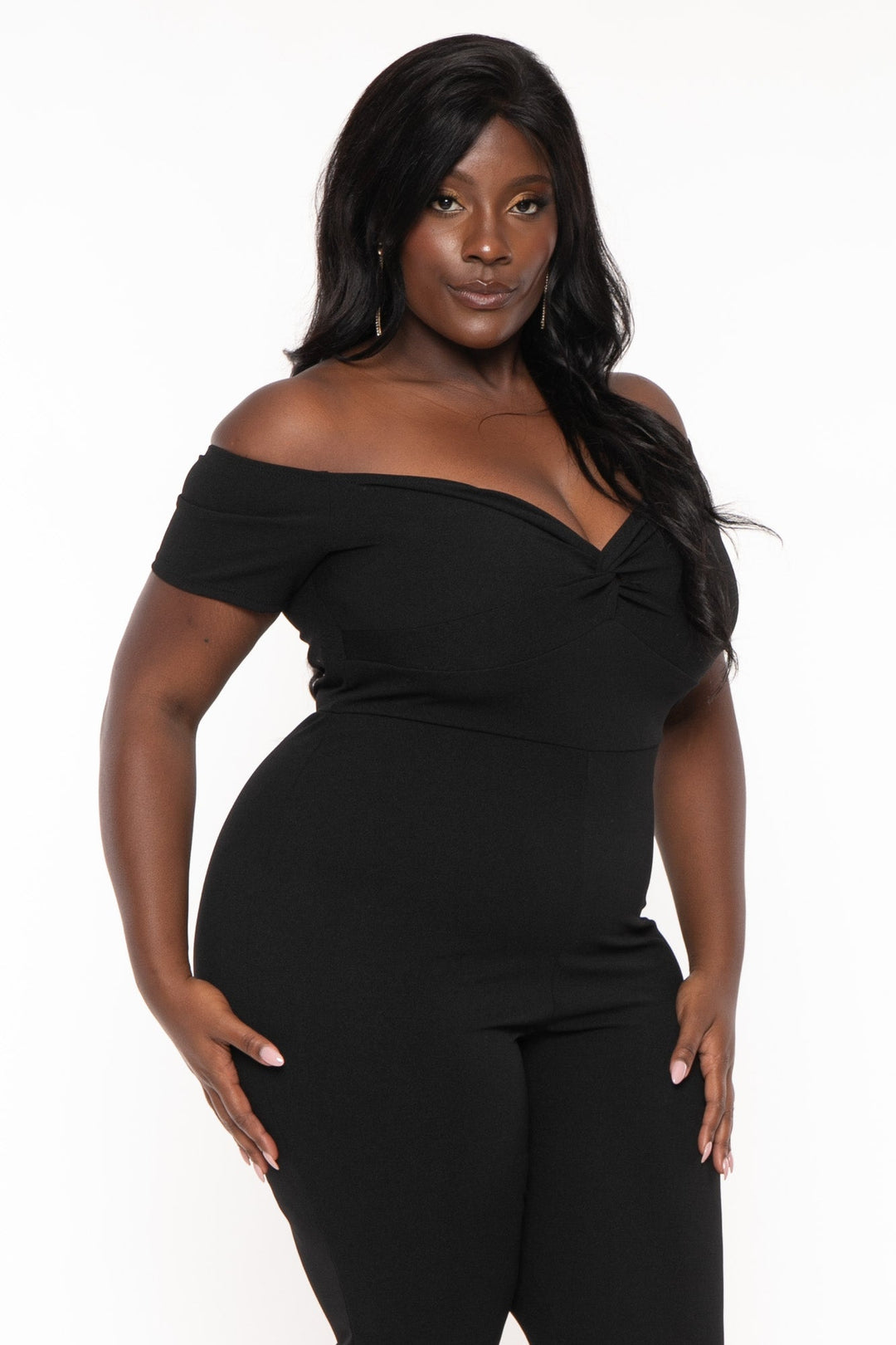 Curvy Sense Jumpsuits and Rompers Plus Size Maryliz Off The Shoulder  Jumpsuit - Black