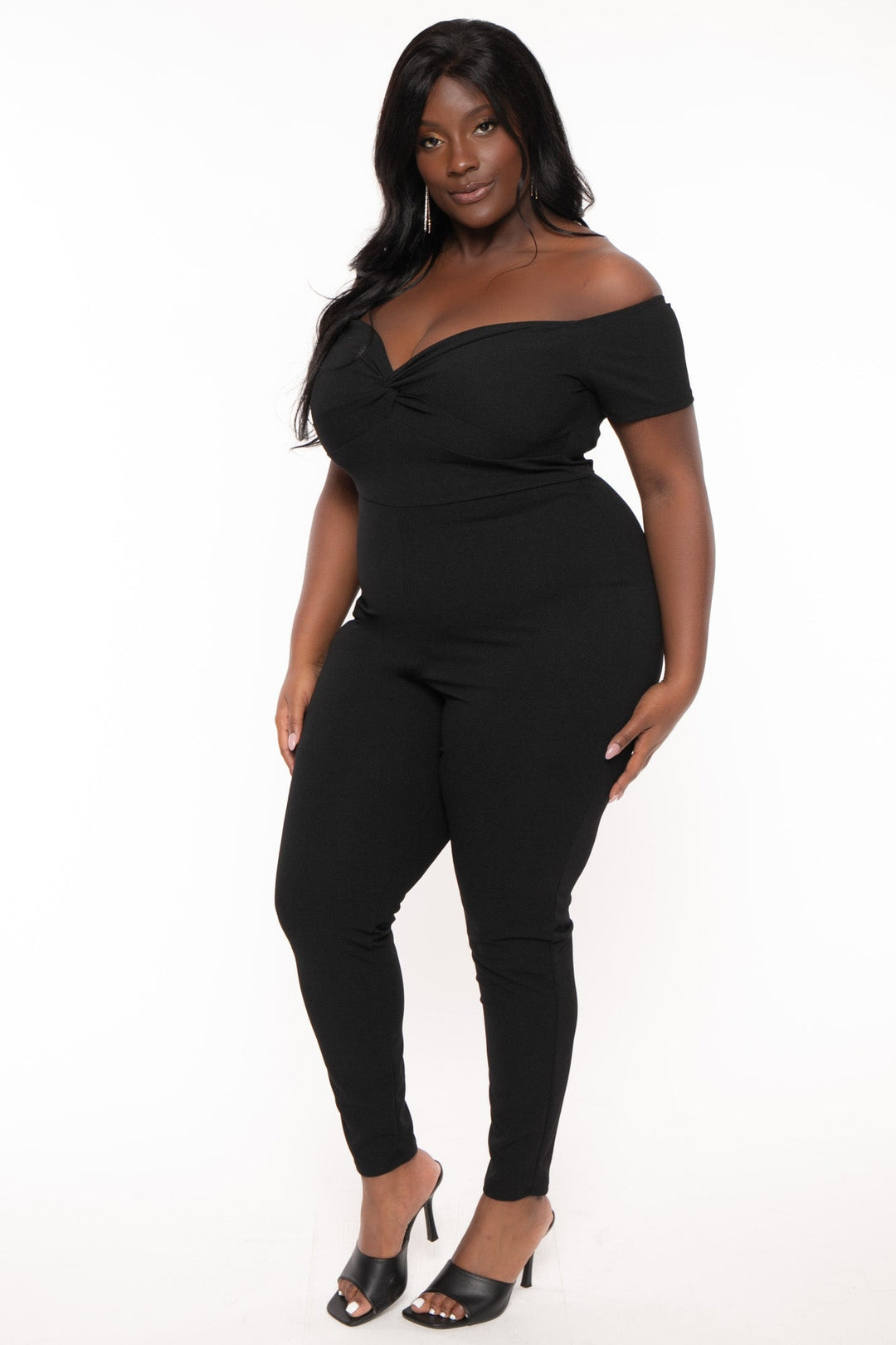 Curvy Sense Jumpsuits and Rompers Plus Size Maryliz Off The Shoulder  Jumpsuit - Black