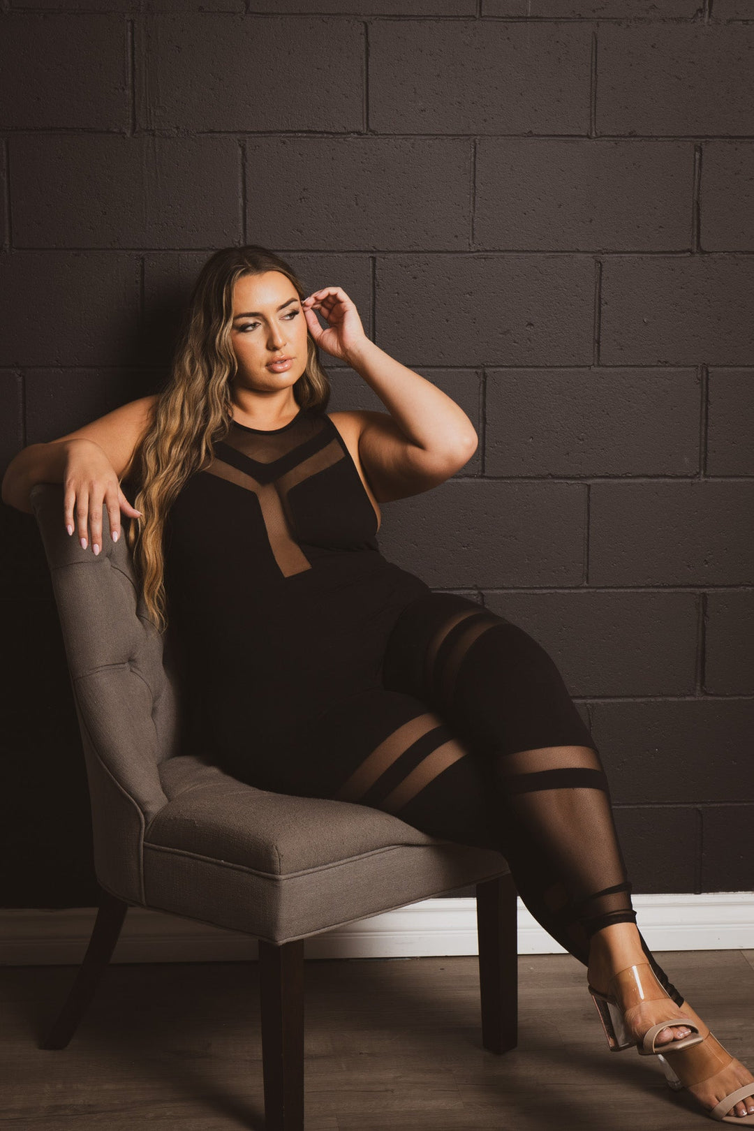 Curvy Sense Jumpsuits and Rompers Plus Size Mina Mesh Jumpsuit - Black