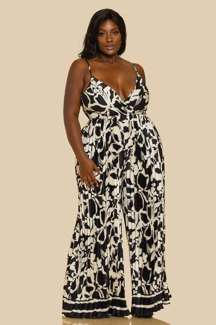 THE SANG COMPANY Jumpsuits and Rompers Plus Size Monroe open back  Pleated Jumpsuit -Black