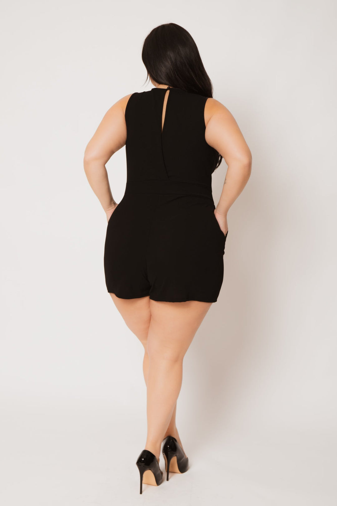 Curvy Sense Inc. Jumpsuits and Rompers Plus Size Nicki Mesh Romper - Black