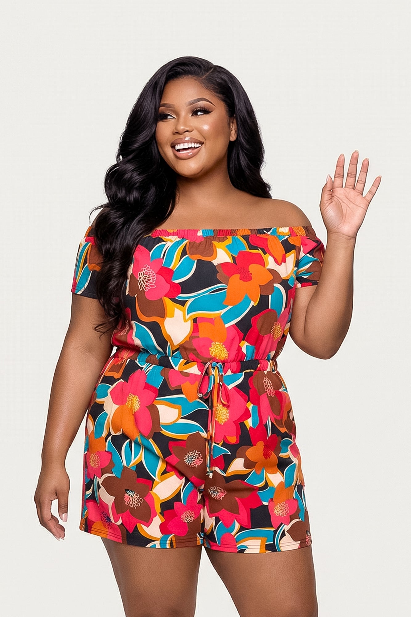 Women's Plus Size Paloma Blossom Romper - Multi - Curvy Sense