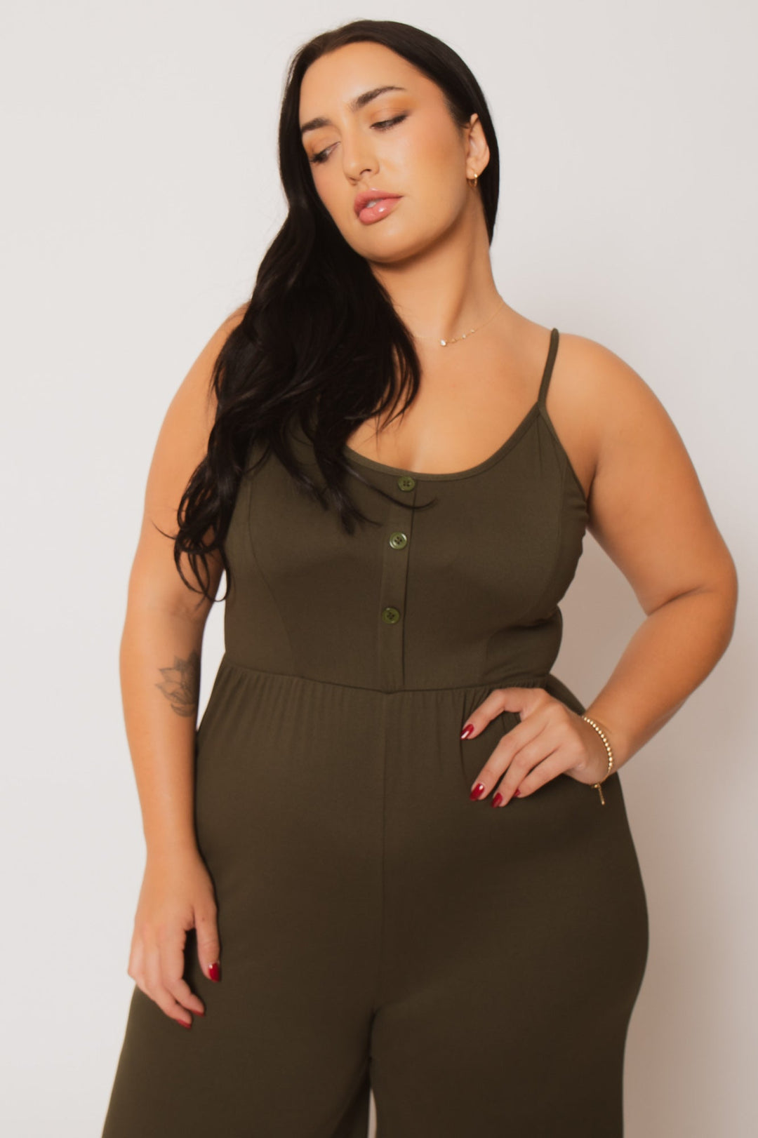 Capella Jumpsuits and Rompers Plus Size Pammy Casual Jumpsuit  - Olive