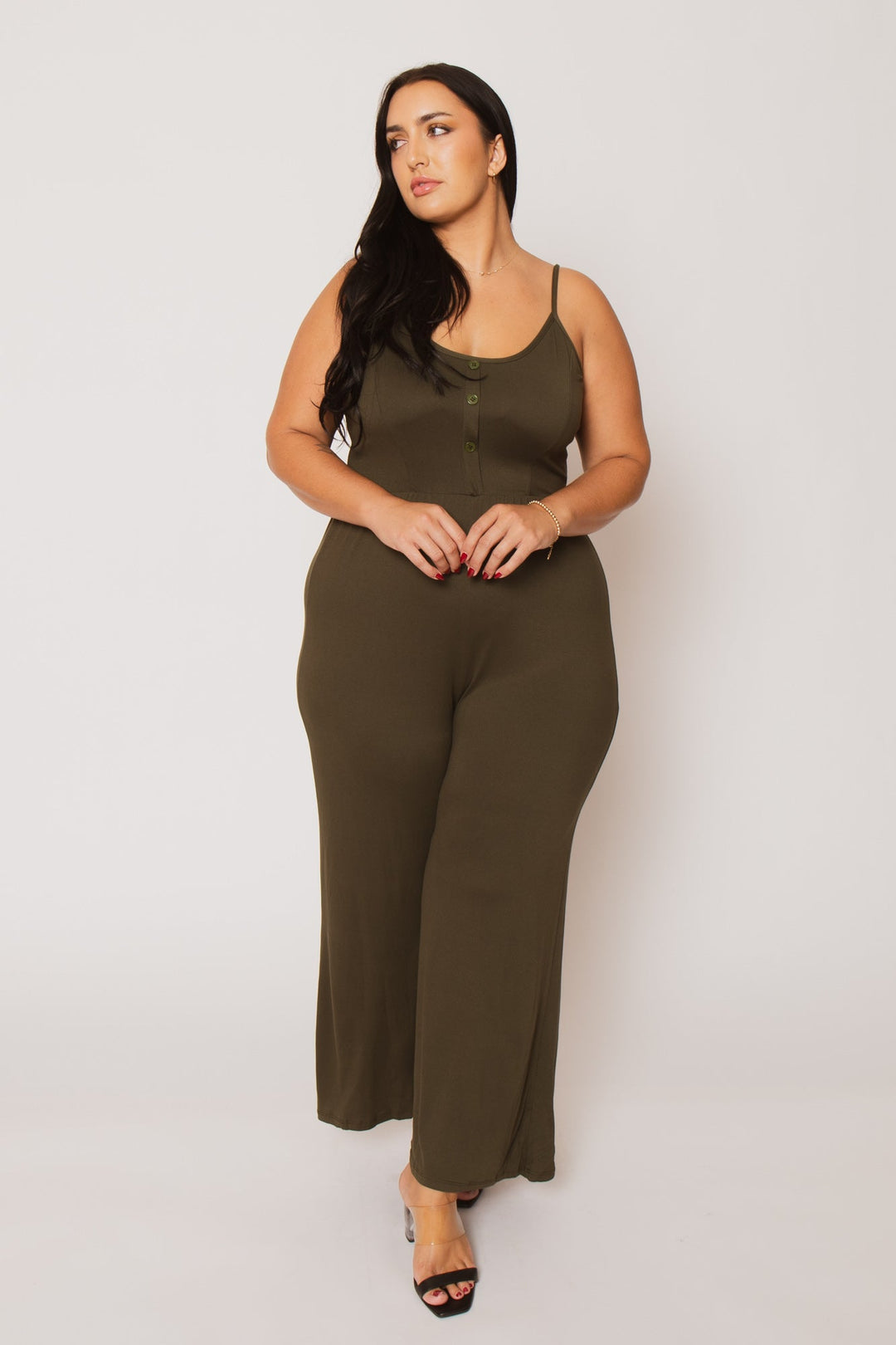 Capella Jumpsuits and Rompers Plus Size Pammy Casual Jumpsuit  - Olive