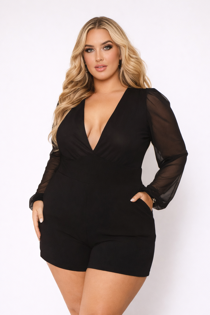 Curvy Sense Inc. Jumpsuits and Rompers Plus Size Priya  Romper - Black
