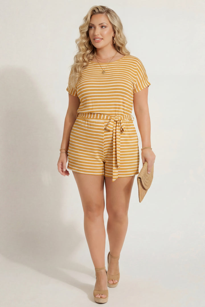 Heimish Jumpsuits and Rompers Plus Size Relaxed Charm Romper-  Mustard