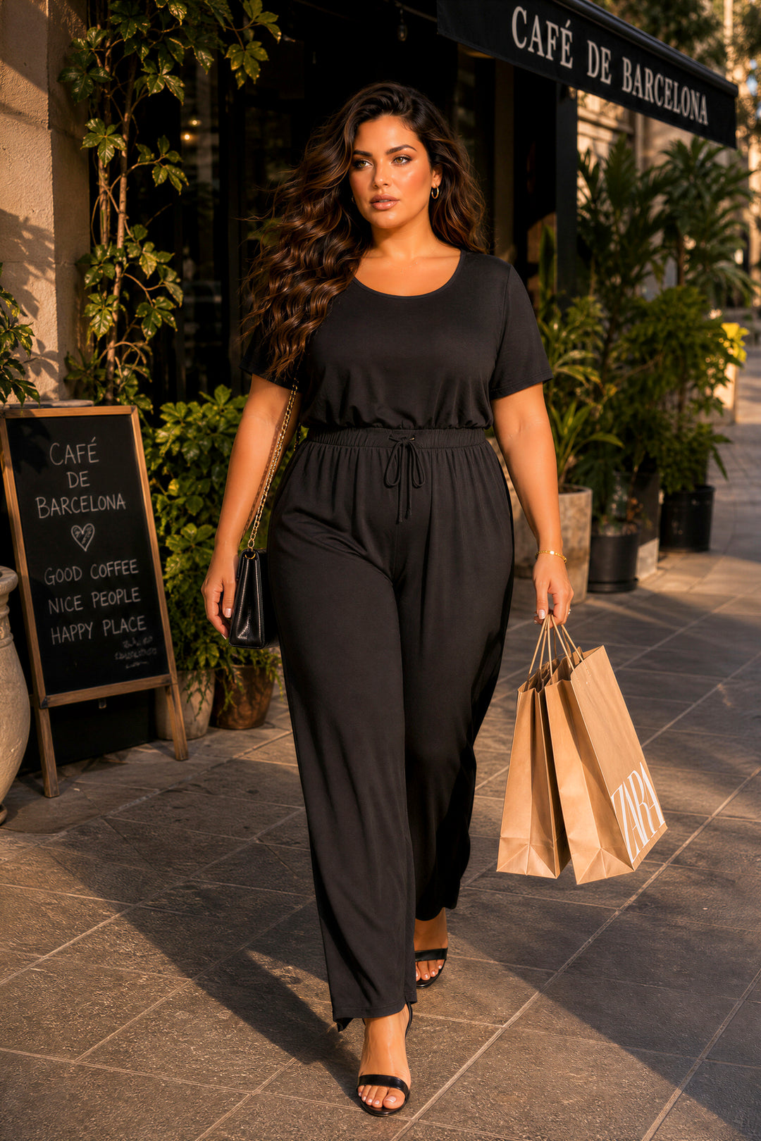 Curvy Sense Inc. Jumpsuits and Rompers Plus Size Relaxed Glam Jumpsuit - Black