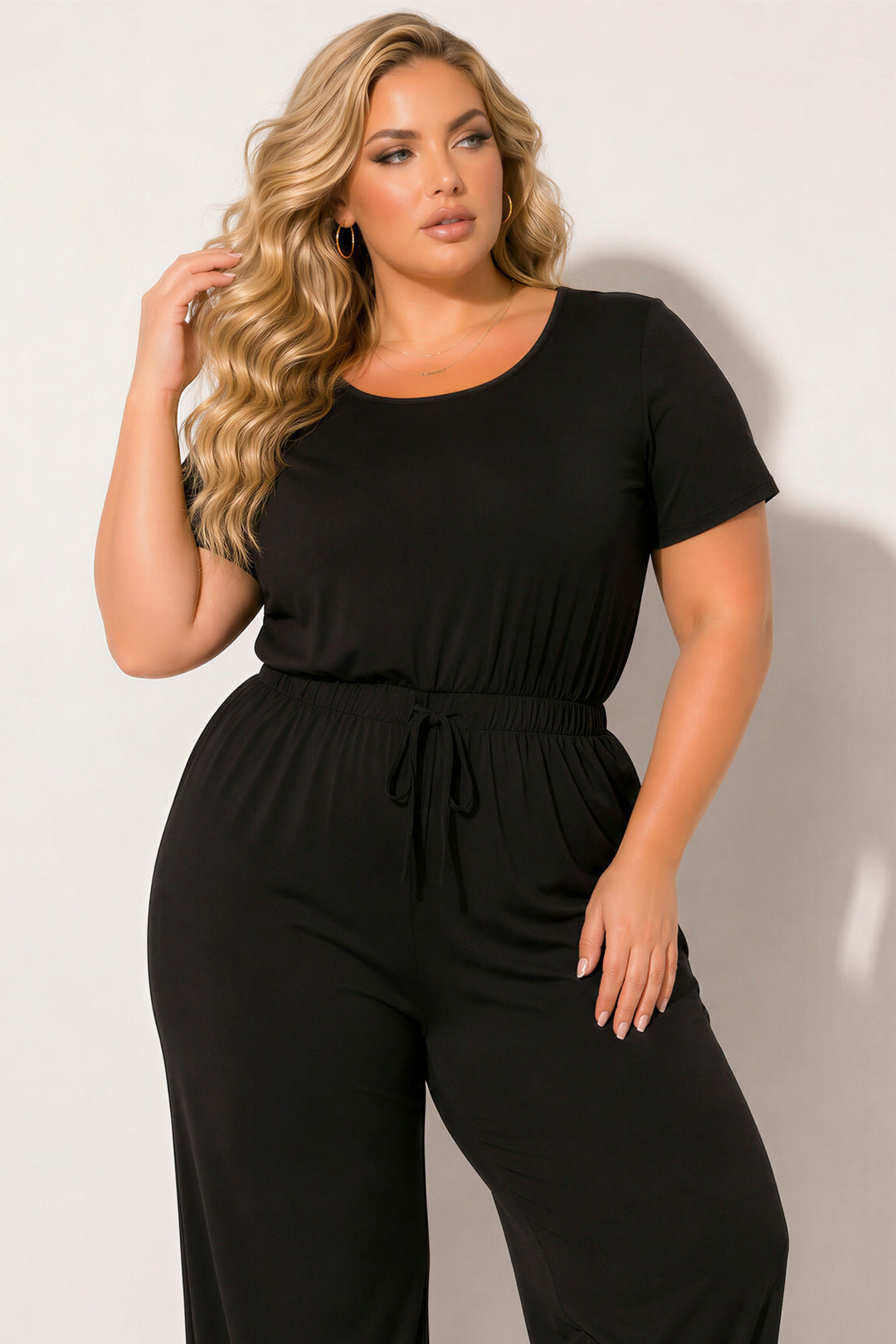 Curvy Sense Inc. Jumpsuits and Rompers Plus Size Relaxed Glam Jumpsuit - Black