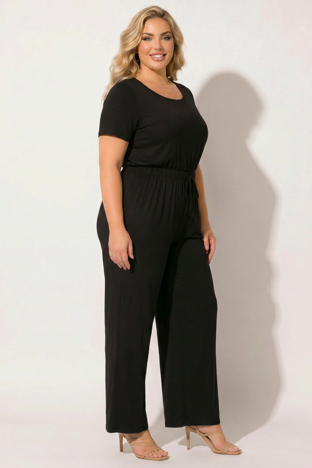 Curvy Sense Inc. Jumpsuits and Rompers Plus Size Relaxed Glam Jumpsuit - Black