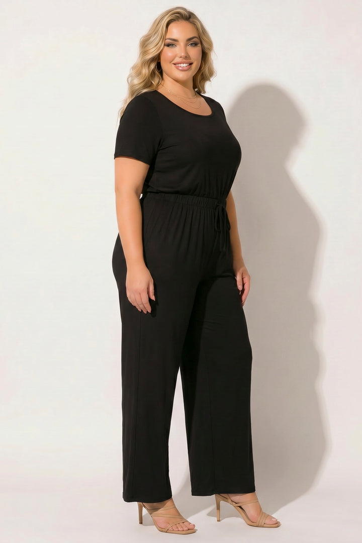 Curvy Sense Inc. Jumpsuits and Rompers Plus Size Relaxed Glam Jumpsuit - Black