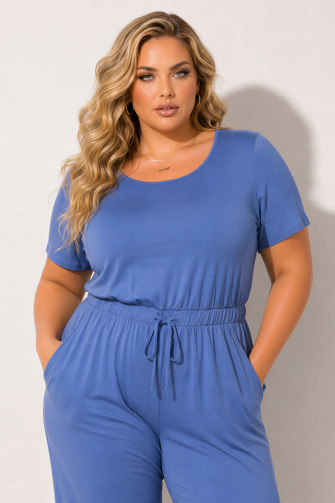 Curvy Sense Inc. Jumpsuits and Rompers Plus Size Relaxed Glam Jumpsuit - Blue