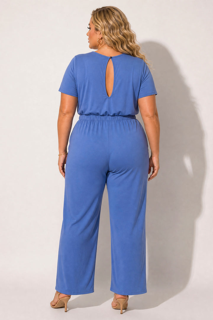 Curvy Sense Inc. Jumpsuits and Rompers Plus Size Relaxed Glam Jumpsuit - Blue