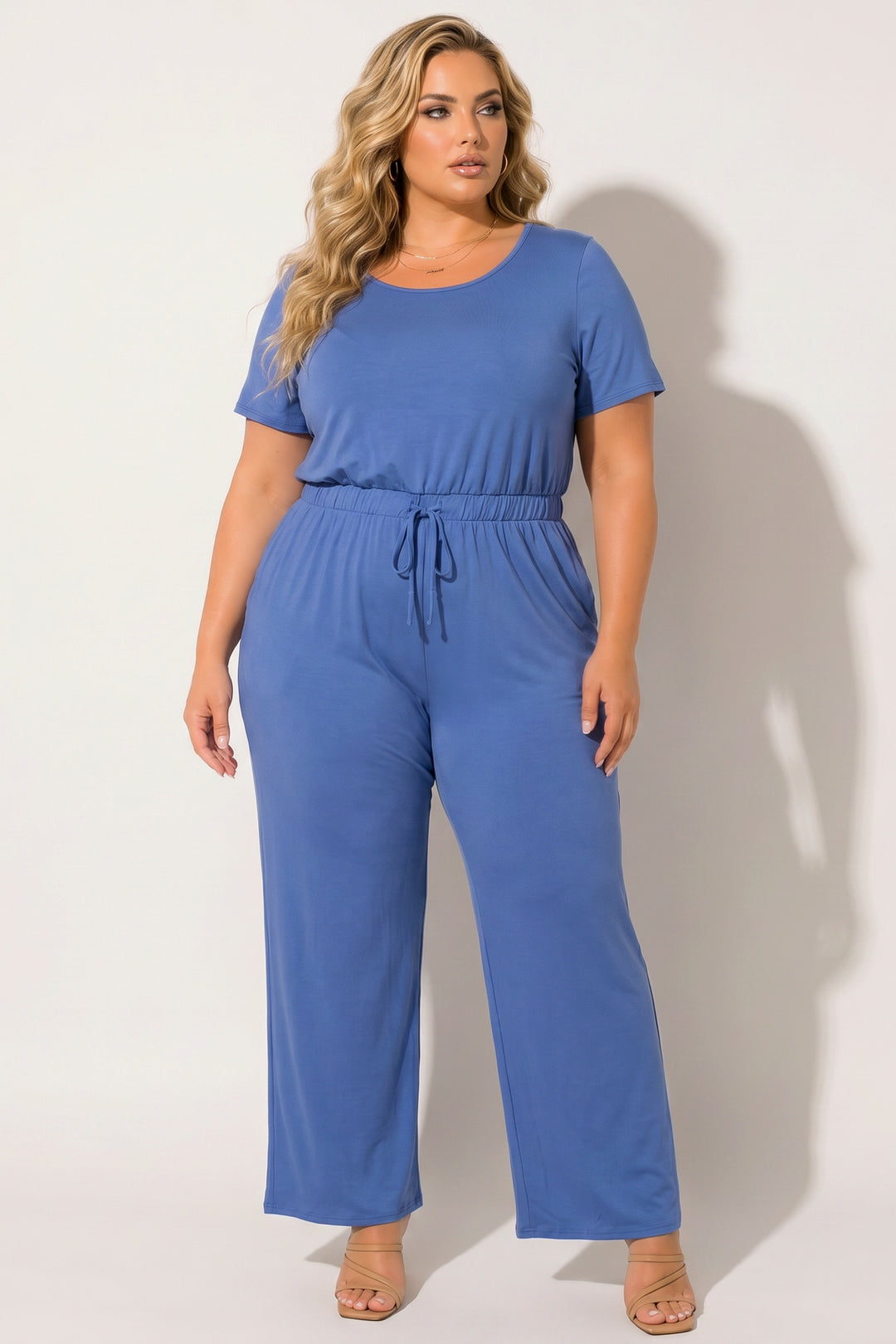 Curvy Sense Inc. Jumpsuits and Rompers Plus Size Relaxed Glam Jumpsuit - Blue