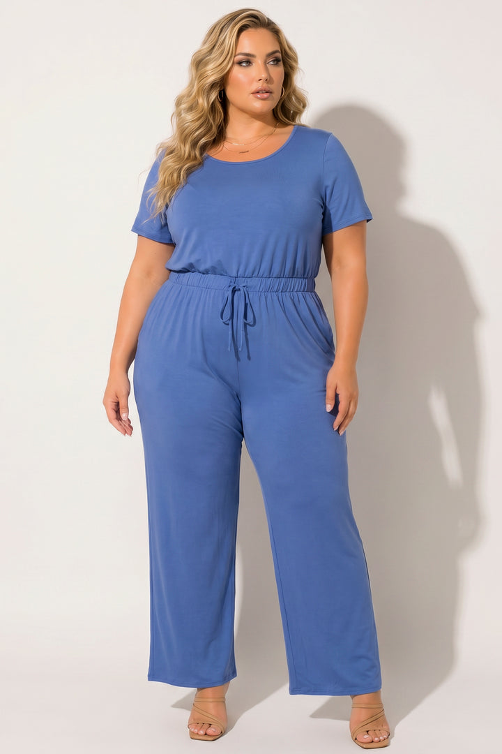 Curvy Sense Inc. Jumpsuits and Rompers Plus Size Relaxed Glam Jumpsuit - Blue