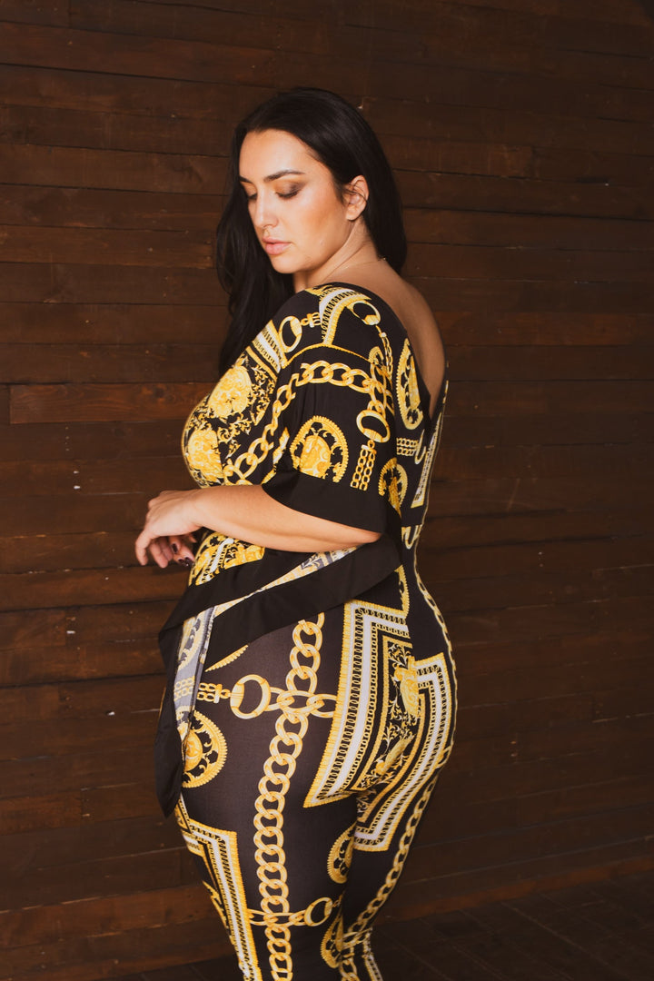 Gibiu Jumpsuits and Rompers Plus Size Renata Baroque Jumpsuit-Black