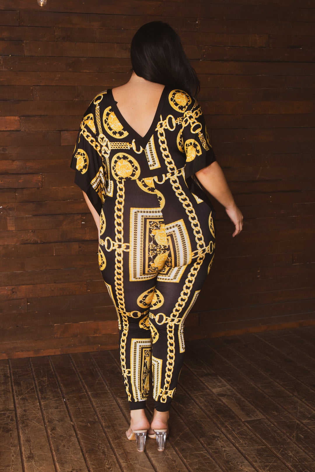 Gibiu Jumpsuits and Rompers Plus Size Renata Baroque Jumpsuit-Black