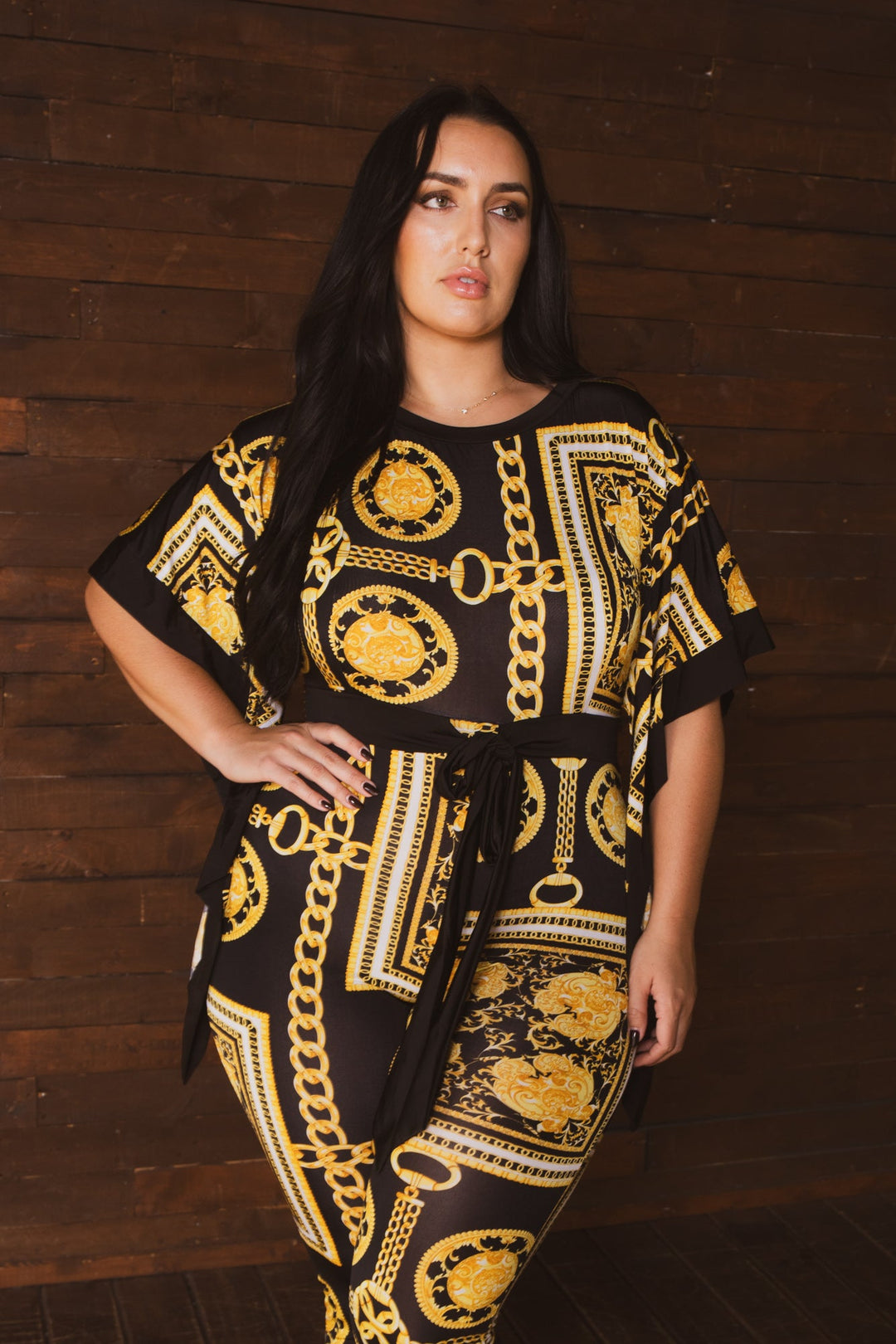 Gibiu Jumpsuits and Rompers Plus Size Renata Baroque Jumpsuit-Black