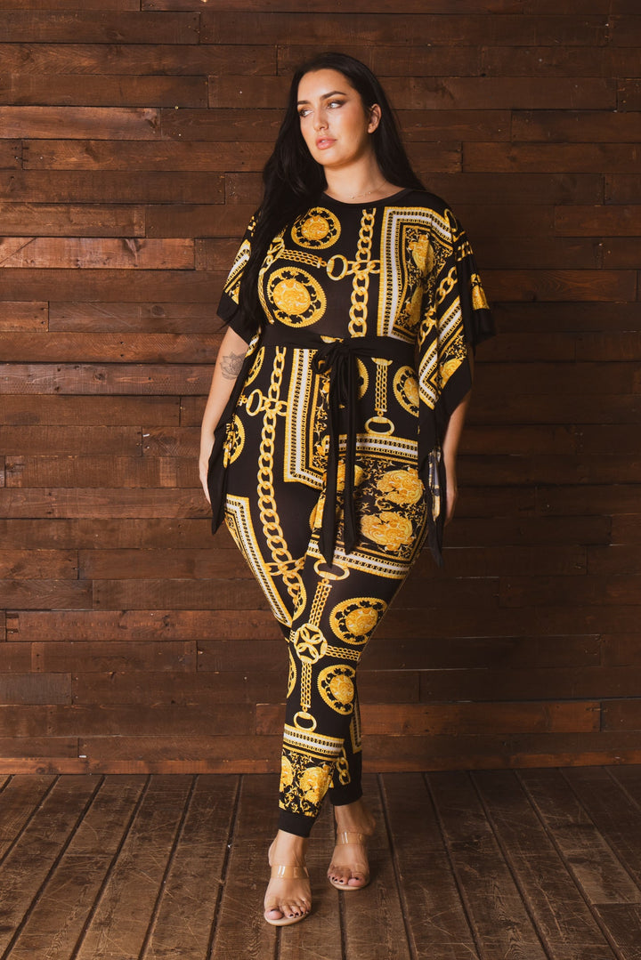 Gibiu Jumpsuits and Rompers Plus Size Renata Baroque Jumpsuit-Black